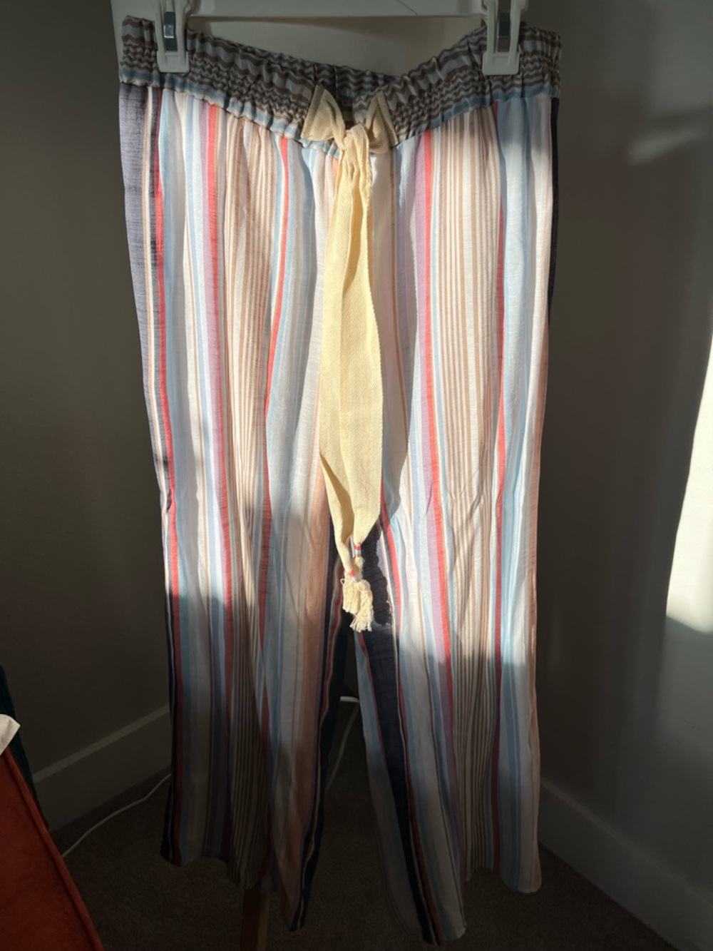 new directions Pastel Striped Wide-Leg Pants with Drawstring